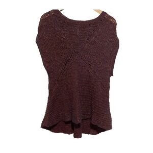 Free People‎ Burgundy Short Sleeve Women's Knit Top Size XS Preowned